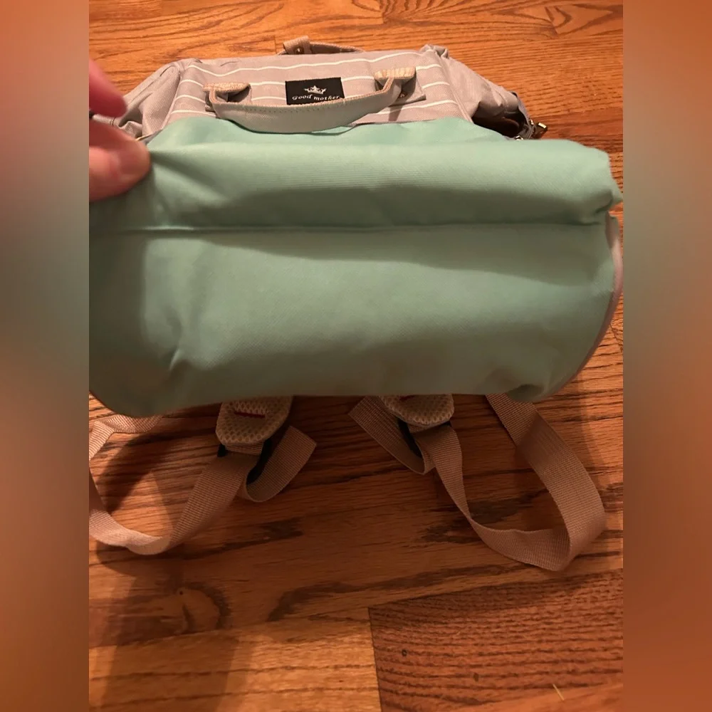 Good Mother Blue & Grey Maternity Use Diaper Bag/Backpack W/ Stripe Accents